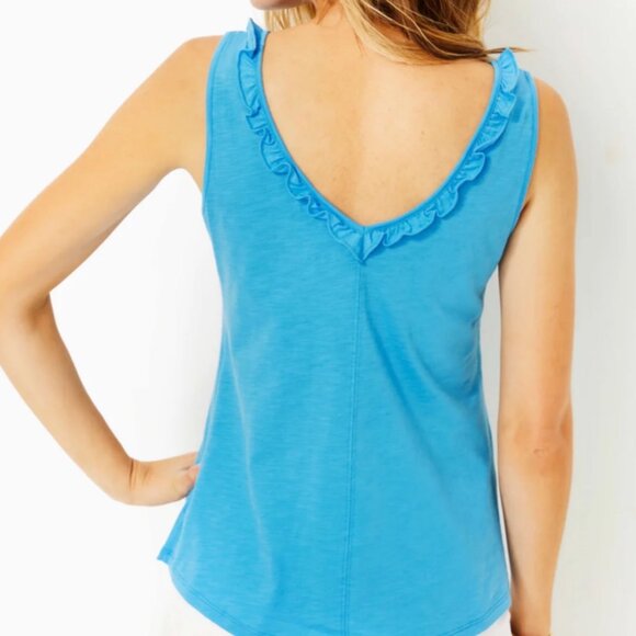 NWOT Lilly Pulitzer Gigi Ruffle Tank Top Lunar Blue Size Small - Picture 8 of 9